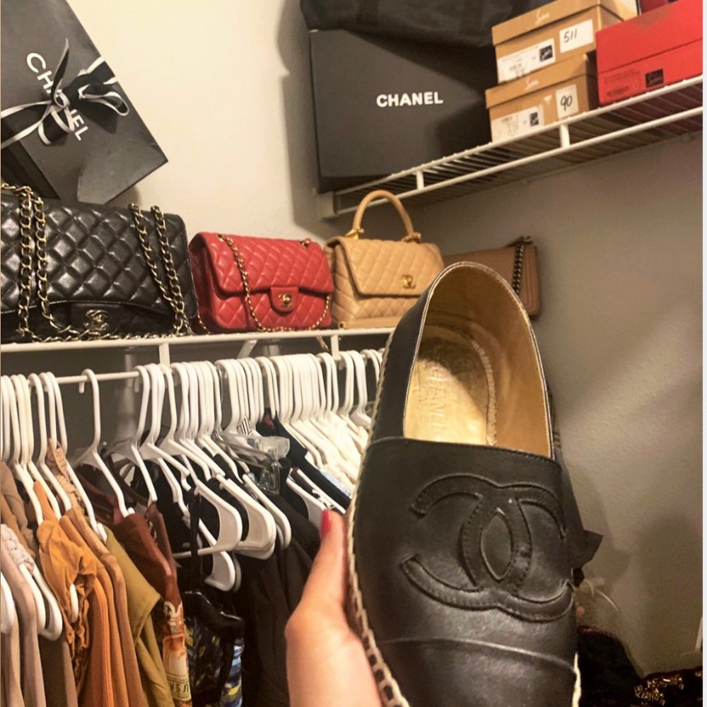 Chanel Black Espadrilles Flats